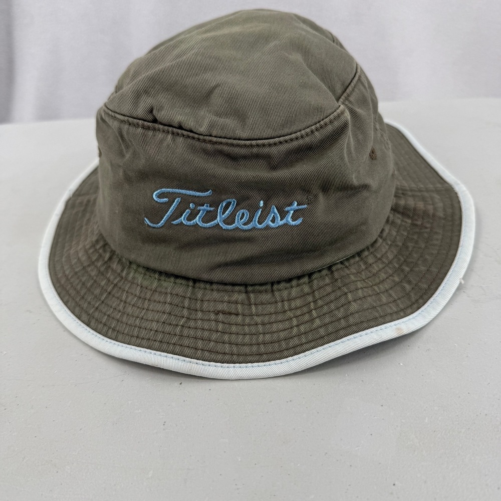 Titleist Bucket Hat Men L/XL Green Cotton Embroidered Sun Golf Cap